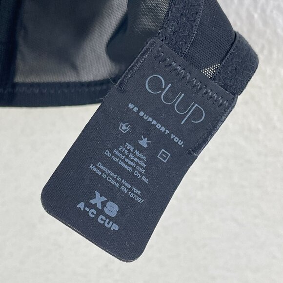 Cuup Womens XS Black Sheer Mesh Bra A-C Cup Adjustable Straps Wireless - Picture 2 of 7